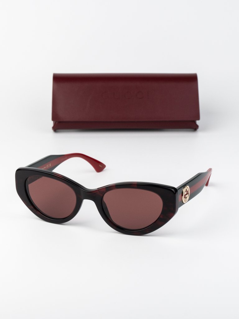 Gucci Women Sunglasses Burgundy Havana Red Cat Eye Gg1862s 003 New Authentic
